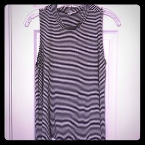 Black & white striped mock neck sleeveless